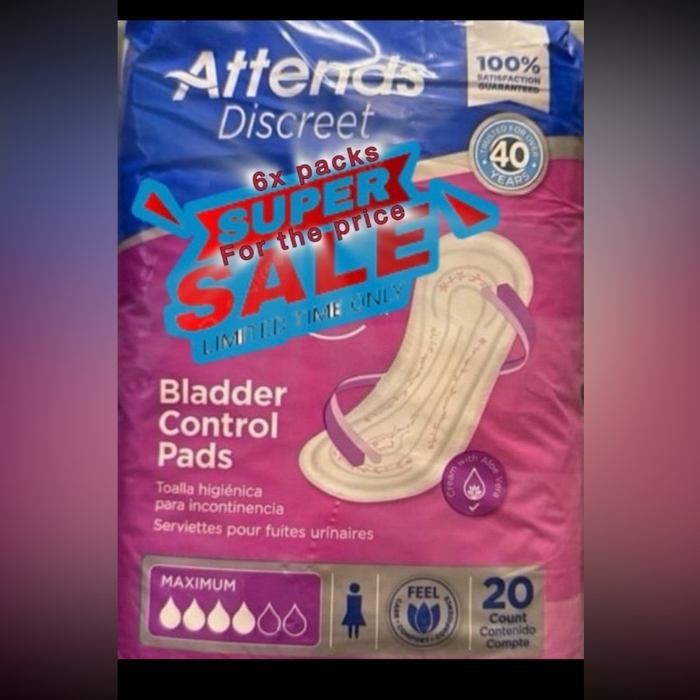 Discreet Bladder Control Pads - Pink Super Sale bundle 6 packs for the price